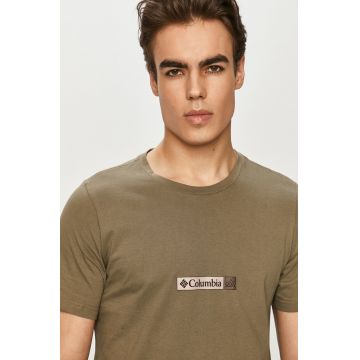 Columbia tricou din bumbac Rapid Ridge Back Graphic barbati, culoarea verde, cu imprimeu, 1934824