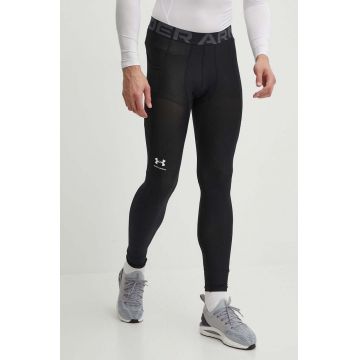 Under Armour leggins de antrenament barbati, culoarea negru, neted