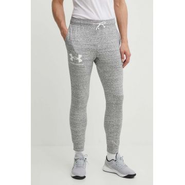 Under Armour pantaloni barbati, culoarea gri, neted 1361642-001