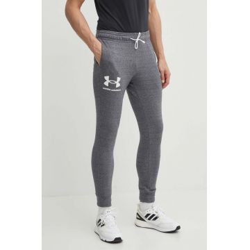 Under Armour pantaloni barbati, culoarea gri, neted 1361642-001