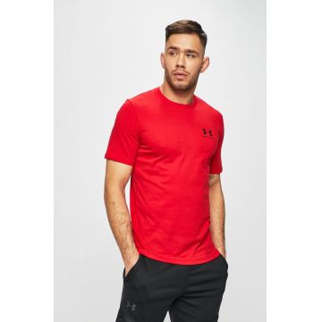 Under Armour tricou SPORTSTYLE LEFT CHEST barbati, culoarea rosu, neted, 1326799