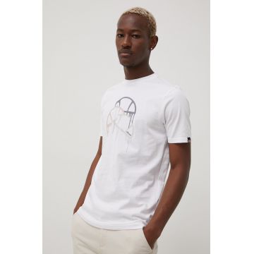 Ellesse tricou din bumbac culoarea alb, cu imprimeu SHM14266-WHITE