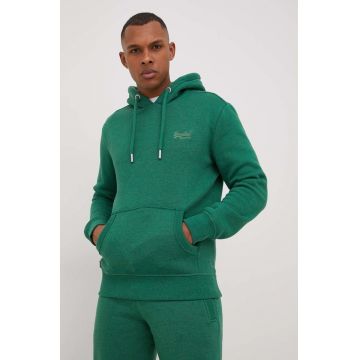 Superdry bluza barbati, culoarea verde, melanj