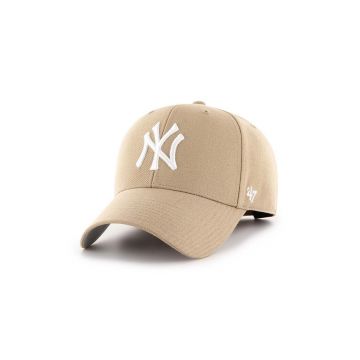 47brand șapcă din amestec de lână MLB New York Yankees culoarea bej, cu imprimeu  B-MVP17WBV-KHB