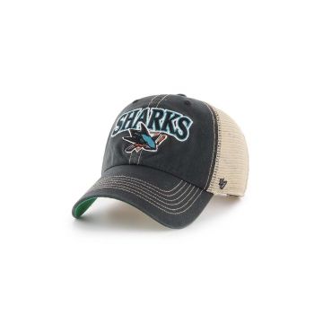 47brand șapcă NHL San Jose Sharks culoarea negru, cu imprimeu  H-TSCLA22LAP-VB