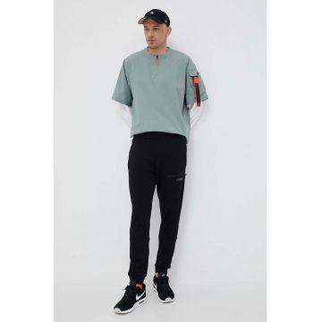 4F pantaloni de trening din bumbac culoarea negru, neted