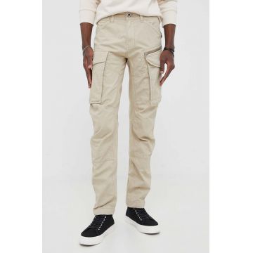 G-Star Raw pantaloni de bumbac culoarea bej, drept