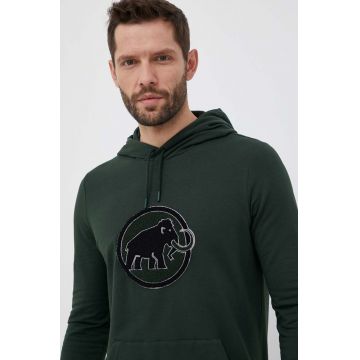 Mammut bluza Circle barbati, culoarea verde, cu glugă, cu imprimeu