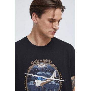 Medicine tricou din bumbac barbati, culoarea negru, cu imprimeu