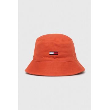Tommy Jeans palarie din bumbac culoarea portocaliu, bumbac