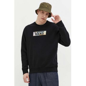 Vans hanorac de bumbac barbati, culoarea negru, cu imprimeu