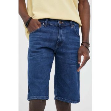 Wrangler pantaloni scurti jeans Colton barbati, culoarea albastru marin