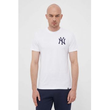 47brand tricou din bumbac MLB New York Yankees culoarea alb, cu imprimeu