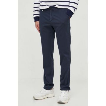 BOSS pantaloni barbati, culoarea albastru marin, drept