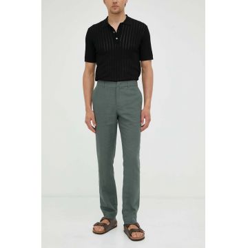 Bruuns Bazaar pantaloni din in culoarea verde, drept