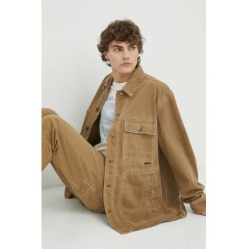 G-Star Raw geacă din denim bărbați, culoarea maro, de tranziție