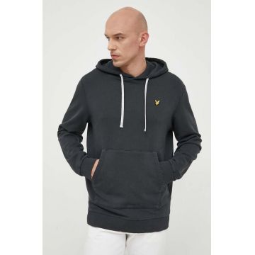 Lyle & Scott hanorac de bumbac barbati, culoarea negru, cu glugă, neted
