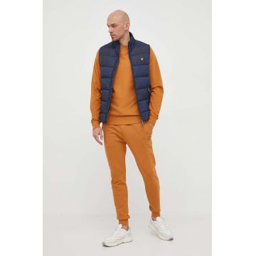 Lyle & Scott pantaloni de trening din bumbac culoarea portocaliu, neted