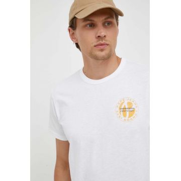 Pepe Jeans tricou din bumbac Rooster culoarea bej, cu imprimeu