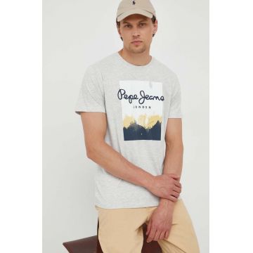 Pepe Jeans tricou Roslyn barbati, culoarea gri, cu imprimeu