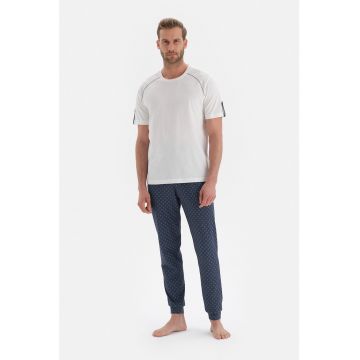 Pijama de bumbac cu snur in talie