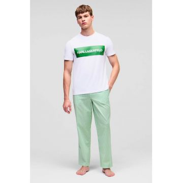 Pijama din amestec de bumbac organic cu imprimeu logo