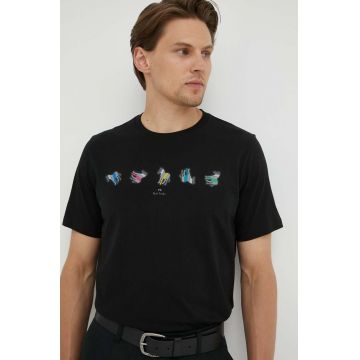 PS Paul Smith tricou din bumbac culoarea negru, cu imprimeu