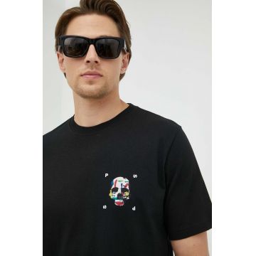 PS Paul Smith tricou din bumbac culoarea negru, neted