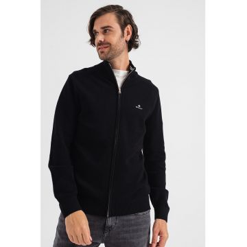 Cardigan din material pique - cu fermoar
