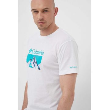 Columbia tricou sport Thistletown Hills culoarea alb, cu imprimeu