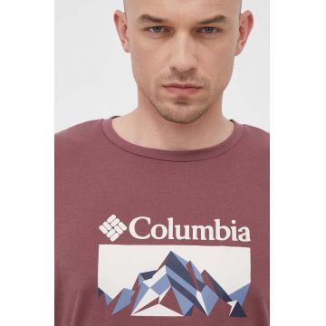 Columbia tricou sport Thistletown Hills culoarea bordo, cu imprimeu