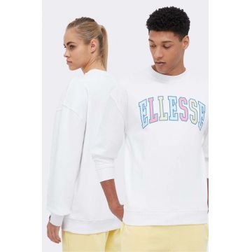 Ellesse bluza culoarea alb, cu imprimeu