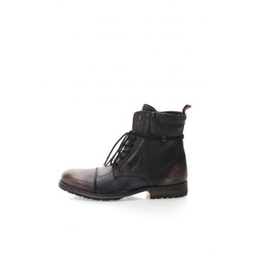 Ghete negre de piele cu aspect patinat Melting