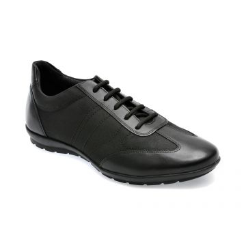 Pantofi GEOX negri, U74A5B, din piele naturala si material textil