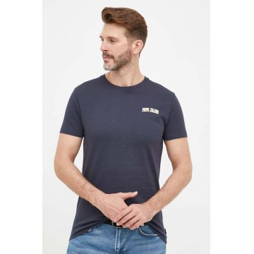 Pepe Jeans tricou din bumbac culoarea albastru marin, cu imprimeu