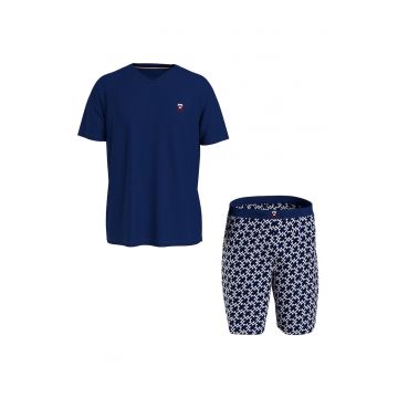 Pijama de bumbac cu pantaloni scurti si monograma