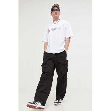 Preach pantaloni de bumbac culoarea negru, cu fason cargo