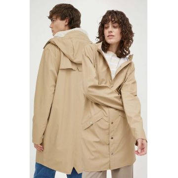 Rains geacă de ploaie 12020 Long Jacket culoarea bej, de tranzitie 12020.24-24Sand