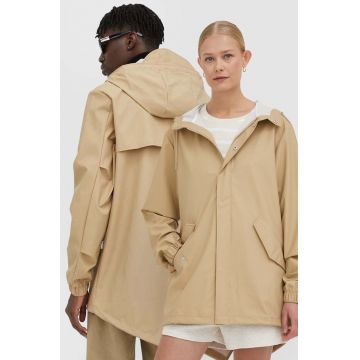 Rains geacă de ploaie 18010 Fishtail Jacket culoarea bej, de tranzitie 18010.24-24Sand