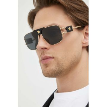 Versace ochelari de soare barbati, culoarea auriu