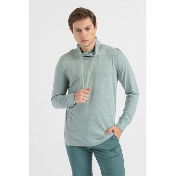Bluza din amestec de bumbac cu guler inalt