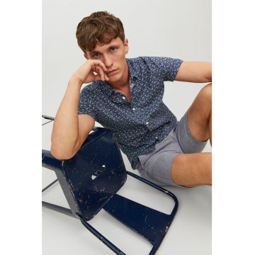 Camasa slim fit din amestec de in