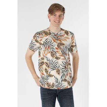 Tricou de bumbac cu imprimeu tropical Tricou de bumbac cu imprimeu tropical