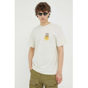 Deus Ex Machina tricou din bumbac culoarea bej, cu imprimeu