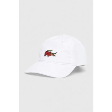 Lacoste șapcă din bumbac x Netflix culoarea alb, cu imprimeu RK7743-VIQ
