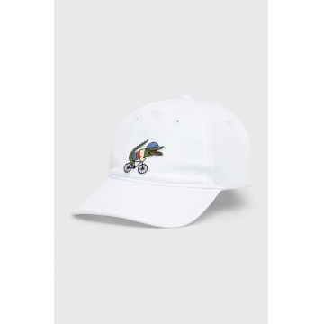 Lacoste șapcă din bumbac x Netflix culoarea alb, cu imprimeu RK7743-VIQ