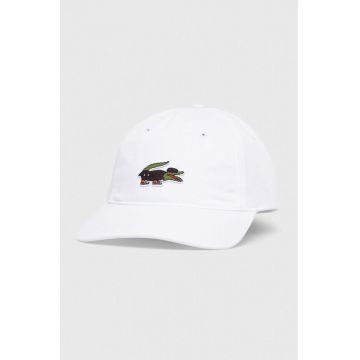 Lacoste șapcă din bumbac x Netflix culoarea alb, cu imprimeu RK7743-VIQ