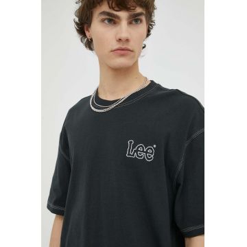 Lee tricou din bumbac culoarea gri, neted