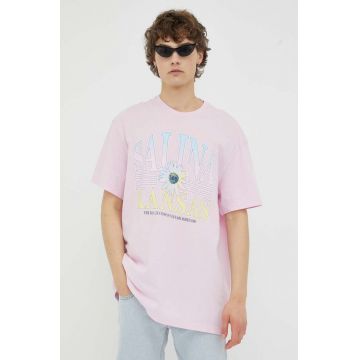Lee tricou din bumbac culoarea roz, cu imprimeu