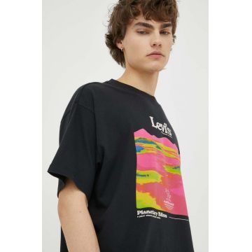 Levi's tricou din bumbac culoarea negru, cu imprimeu